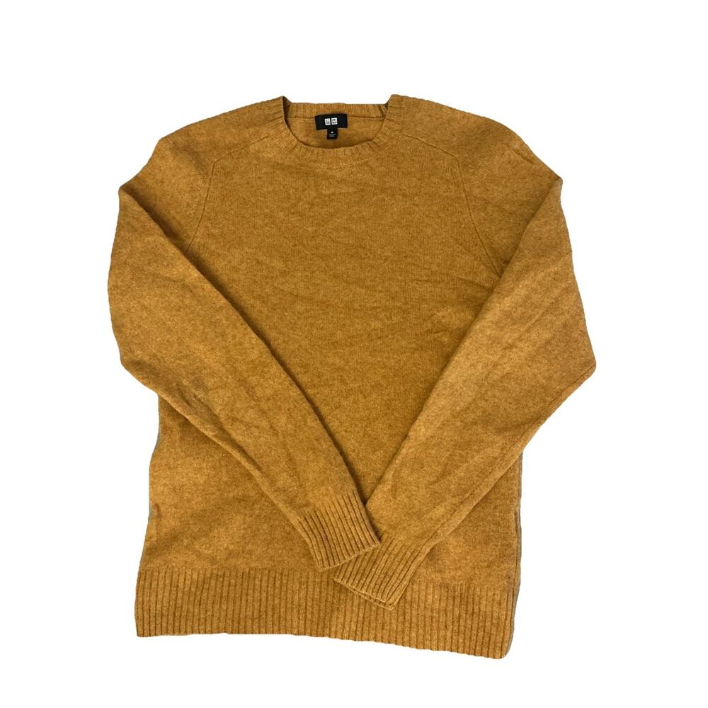 UNIQLO 100% Wool Crew Neck‎ Mustard Women’s Medium Sweater Y2K